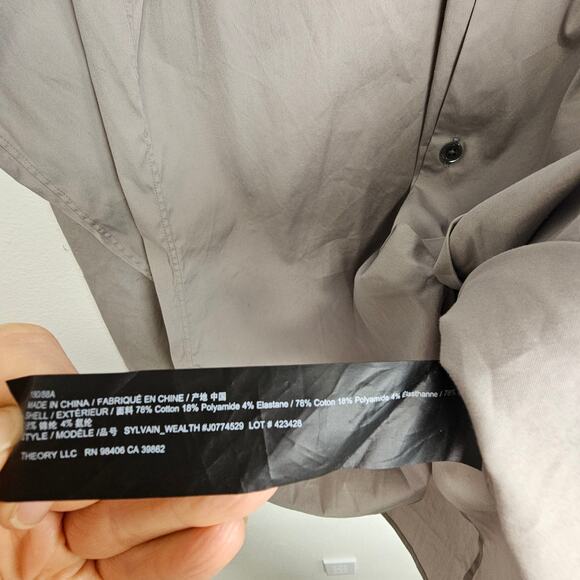 Theory Mens Shirt M Gray Button Front Long Sleeve Dress Shirt Collared Neck - Picture 8 of 9